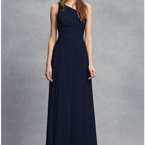 Vera Wang One-Shoulder Bridesmaid Dress Navy 4